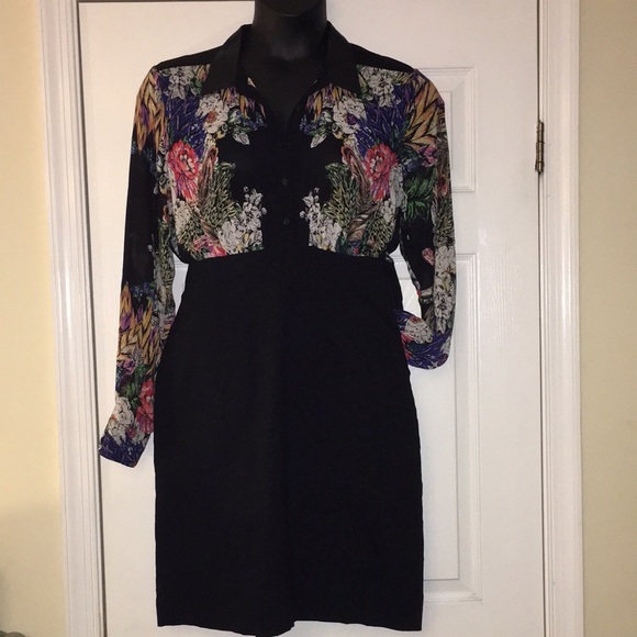 Nicole Miller Dresses & Skirts - NICOLE MILLER Sheer Print Bodice & Black Dress